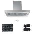 Coifa de Parede Samsung 75cm Inox NK30CB600 + Cooktop a Gás Samsung 05 Bocas Inox NA30N6555TS + Kit de Recirculaçã