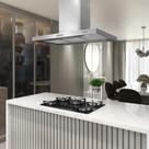 Coifa Ilha Com Exaustor Retangular Fogatti 75 cm Fogão Duto Slim 4 Lâmpadas Led Aço Inox 244W 220V