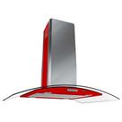 Coifa Ilha Terim 90cm Vidro Curvo Vermelho com Inox