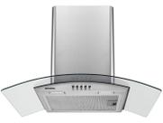 Coifa Parede 60cm Aço Escovado Vidro Curvo Luz Led 250W 127v
