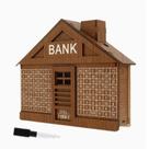 Coin Bank, cofrinho doméstico de madeira em forma de casa com trilha de gol