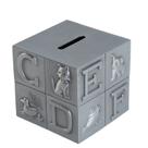 Coin Bank Zinc Alloy Cube Home Piggy Bank com alfabeto de 7,5 cm
