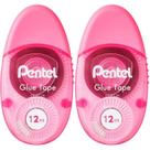 Cola Adesiva 2 Fitas De Colagem Pentel 12m Escolar Tampa