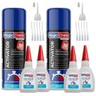 Cola adesiva Magic Chems CA com ativador 4x23mL + 2x200mL