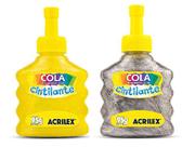Cola Cintilante Amarelo + Cola Cintilante 95g Prata Acrilex