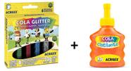 Cola Glitter 6 Cores + Cola Cintilante 95g Laranja Acrilex