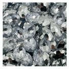 Colagem Strass Oval 10x13mm 200pçs Prata Sextavado Biju 48g