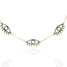 Colar 3 olhos gregos vazados banhado a ouro 18k