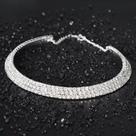 Colar 3 Voltas Strass Choker Gargantilha Festa Prata C41
