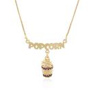 Colar 35cm Infantil Prata 925 Pingente 'Pop Corn' Cravejado Rubi Banho Ouro 18k Colar 35cm Infantil Prata 925 Pingente 'Pop Corn' Cravejado Rubi Banho Ouro 18k