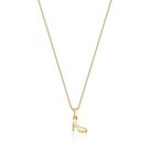 Colar 35cm Prata 925 Pingente Sapatinho de Princesa Banho Ouro 18K