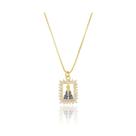 Colar 40cm Nossa Senhora Aparecida Cravejada - Banhada a Ouro 18k