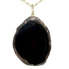 Colar 40cm Prata 925 com Chapa de Agata Negra Pino Prata 950