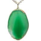 Colar 40cm Prata 925 com Chapa de Ágata Verde Pino Prata 950