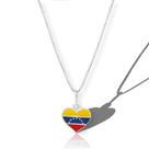 Colar 45cm Pingente Coração Bandeira Países Nações Prata 925
