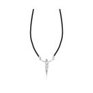 Colar 60 Cm De Crucifixo Com Cordão Preto De Silicone