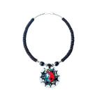 Colar Abalone Yin Yang Preto e Vermelho