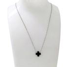 Colar Aço Inoxidável e Pingente Trevo Preto 45cm