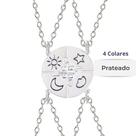 Colar Amizade BFF 4 Elementos Kit 4 Peças para Melhores Amigas com Zircônia Feminino Dourado ou Prateado
