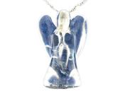Colar Anjo Pedra Natural Cristal Hialino Pino Prata 950