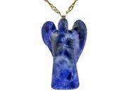 Colar Anjo Pedra Sodalita Azul Natural Com Pino Prata 950 Colar Anjo Pedra Sodalita Azul Natural Com Pino Prata 950