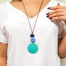 Colar Artesanal Azul Degrade Resina