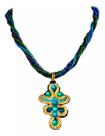 Colar Artesanal Soutache Com Pendente Azul / Verde HC-47