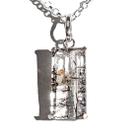 Colar Baguette Turmalina Incrustada Cristal Garra Prata 950