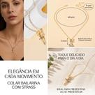 Colar Bailarina Dourada Strass Banhada Pingente Dançarina