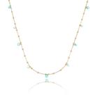 Colar Banhado a Ouro 18k 38 cm Zircônia e Turmalina