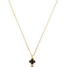 Colar Banhado A Ouro Resinado Preto 1 Flor Vc