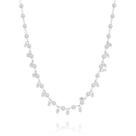 Colar Banhado a Ródio Branco 45 cm Pérolas