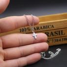 colar banhado corrente gargantilha feminino aço inox não escurece mini cruz crucifuxo prata prateado