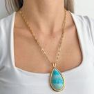 Colar Banhado em Verniz Suíço com Gota Turquesa em Resina