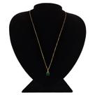 Colar Banhado Ouro 18 Elo Veneziano Zirconia Verde Esmeralda
