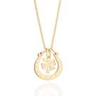 Colar banhado ouro 3x 24k 18k e 22k feminino com pingente ferradura e trevo corrente elo cadeado rommanel 532513