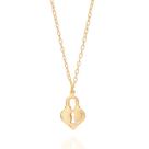 Colar banhado ouro 3x 24k 18k e 22k feminino coração 50cm cadeado e pendurado rommanel 532172