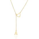 Colar banhado ouro 3x 24k 18k e 22k feminino coração com inicial do nome gravata e letra pendurada rommanel 532442