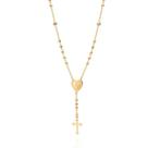 Colar banhado ouro 3x 24k 18k e 22k feminino coração terço nossa senhora aparecida e cruz rommanel 532362