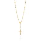 Colar banhado ouro 3x 24k 18k e 22k feminino cruz terço bolas rommanel 530557
