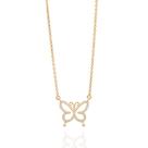 Colar banhado ouro 3x 24k 18k e 22k feminino elo cadeado com pingente borboleta cravejado pedra zircônias rommanel 50 cm 45 cm 532502