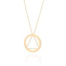 Colar banhado ouro 3x 24k 18k e 22k feminino rommanel fio fino com pendant detalhe de triangulo 531901