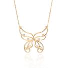 Colar banhado ouro 3x 24k 18k e 22k feminino rommanel pingente borboleta grande maxi zircônia 532539
