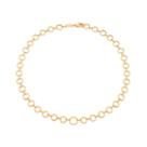 Colar banhado ouro 3x 24k 18k e 22k grosso feminino elos redondos fecho lagosta rommanel 532149