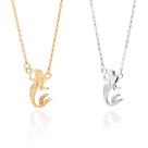 Colar banhado ouro 3x 24k 18k e 22k ou prata 925 feminino rommanel elo cadeado com pingente sereia ariel disney cravejada pedra zircônias