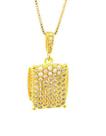 Colar Base retangular maciça cristal ouro