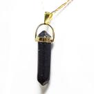 Colar Bi Terminado Obsidiana Negra Envolto Dourado