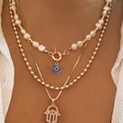 Colar BJR Pearl com pingente de diamante, liga leve, feminino