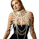Colar Body Chain Colete Halter Pearl White Pearl para mulheres