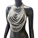 Colar Body Chain de pérolas de várias camadas para mulheres